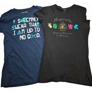 Harry Potter Graphic T-Shirt Bundle Womens M Hogwarts & Mischief Dark Colors Cot
